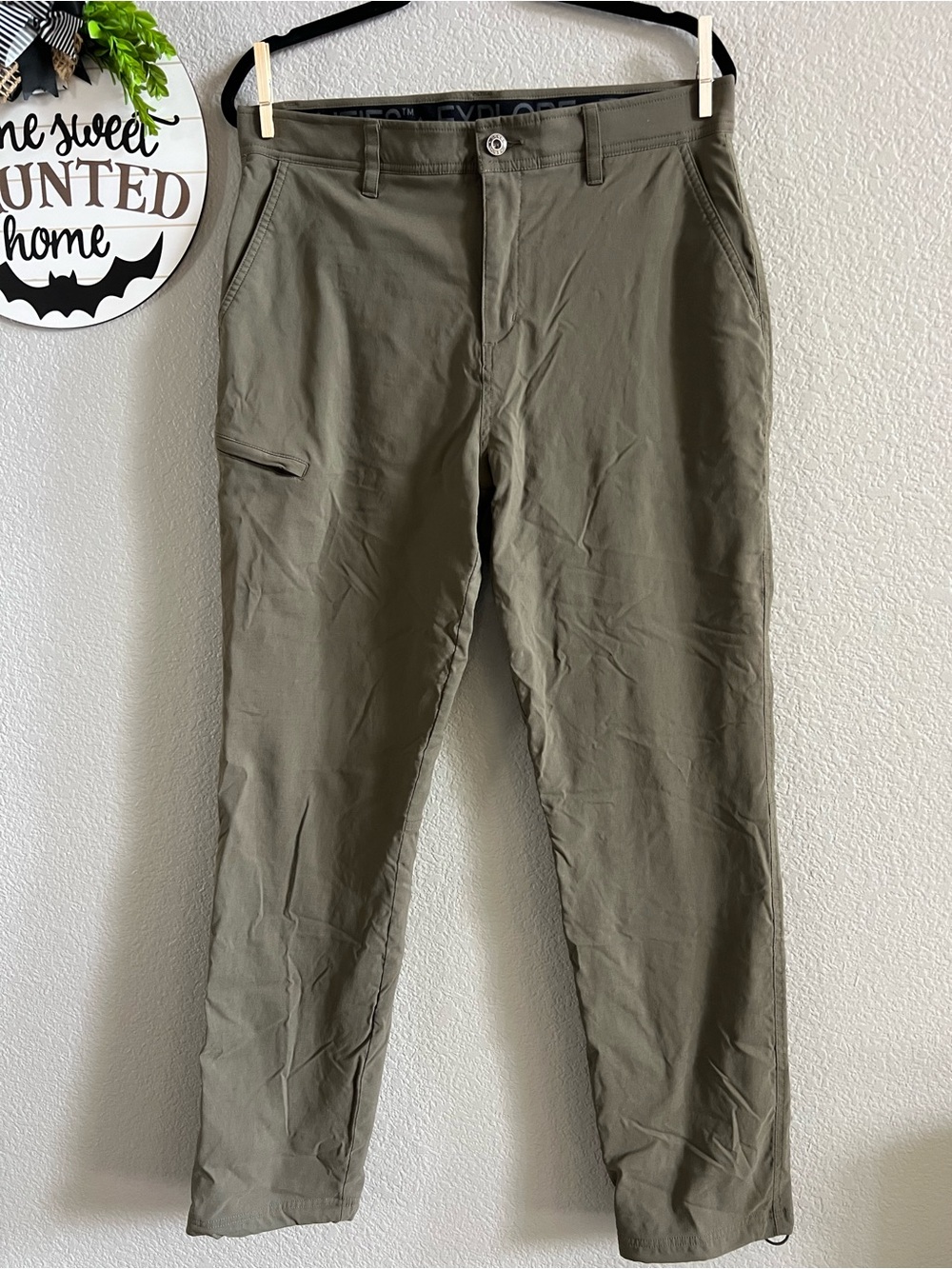 Gerry Men's Venture Fleece Lined Stretch Olive Green Casual Pants Size 34x34